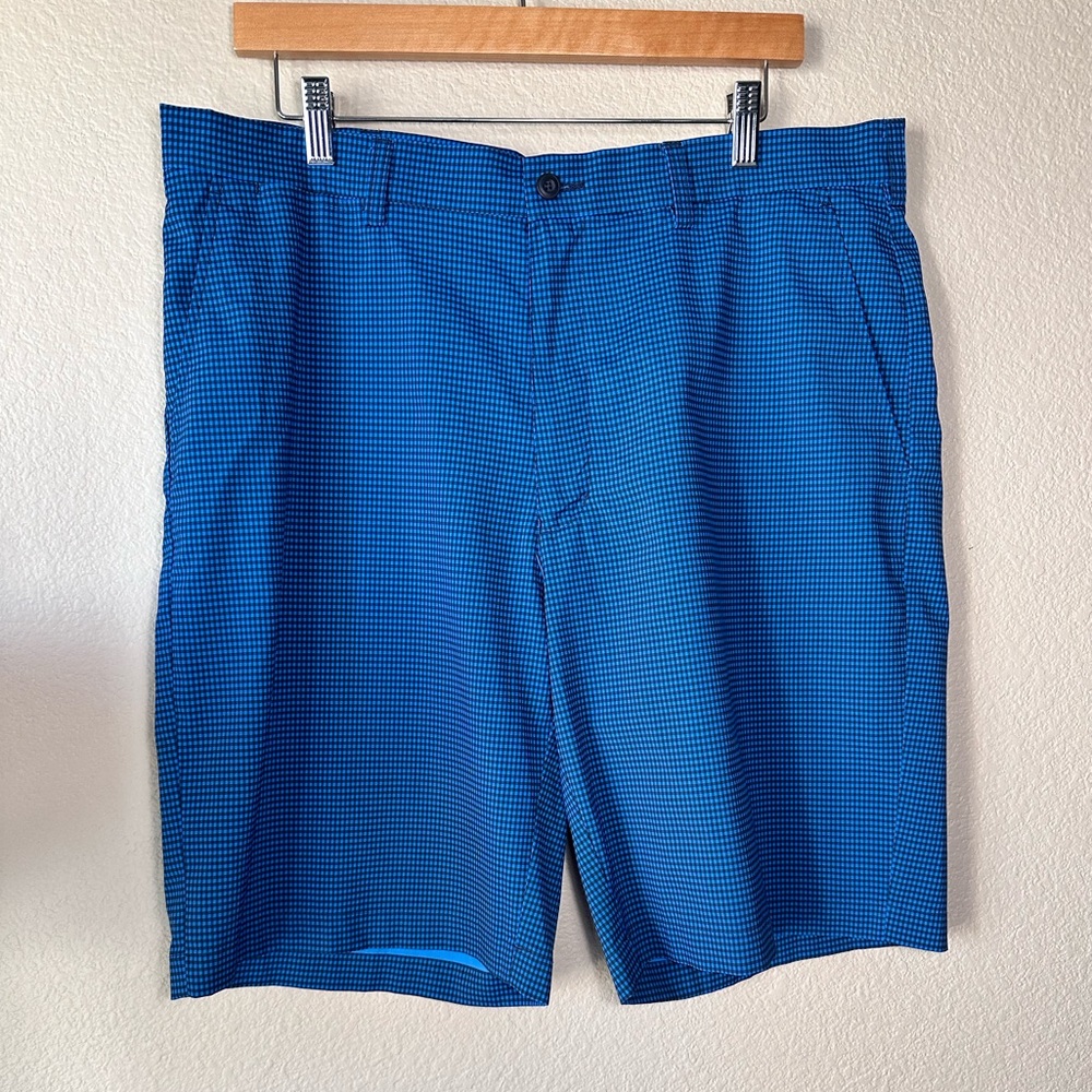 PGA Tour Men's Blue Patterned Flat Front Shorts